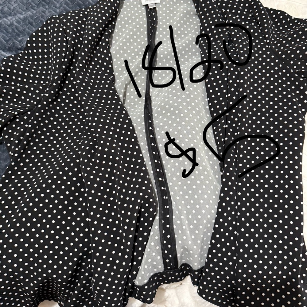 Avenue Black and White Polka Dot Blazer